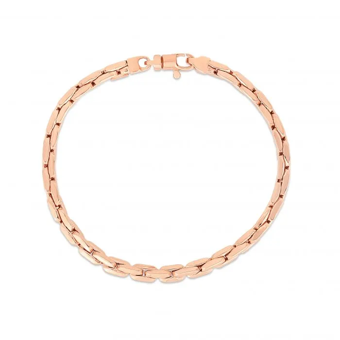 14K Rose Gold Compressed Cable Link Bracelet - 7.5