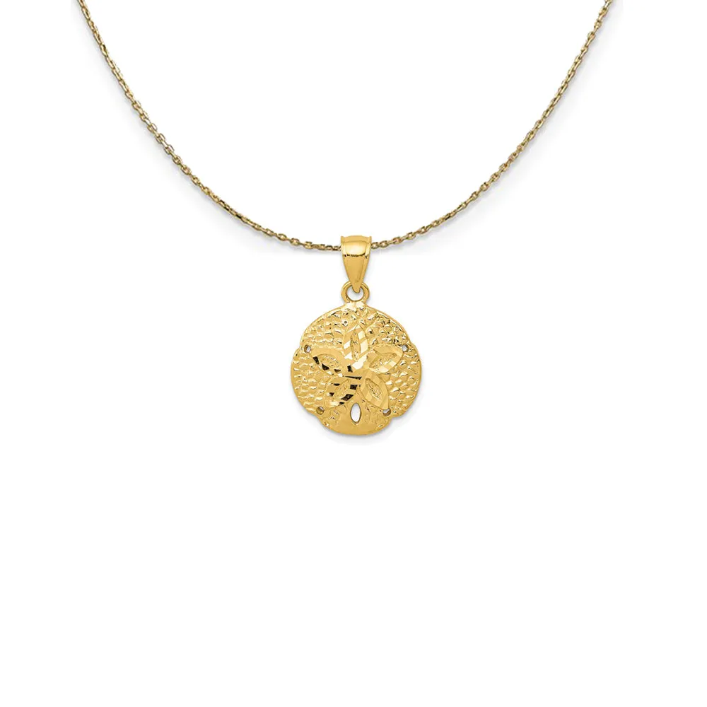 14k Yellow Gold 15mm Diamond Cut Sand Dollar Necklace