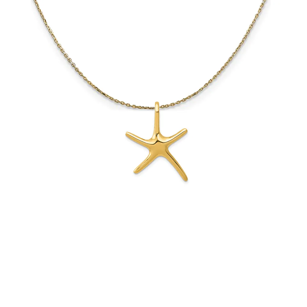 14k Yellow Gold 22mm Polished Pencil Starfish Slide Necklace