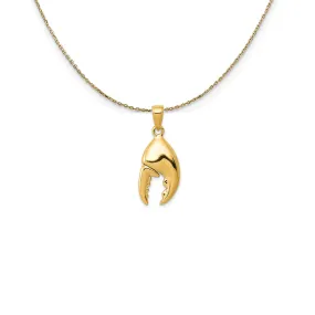 14k Yellow Gold 3D Moveable Stone Crab Claw Necklace