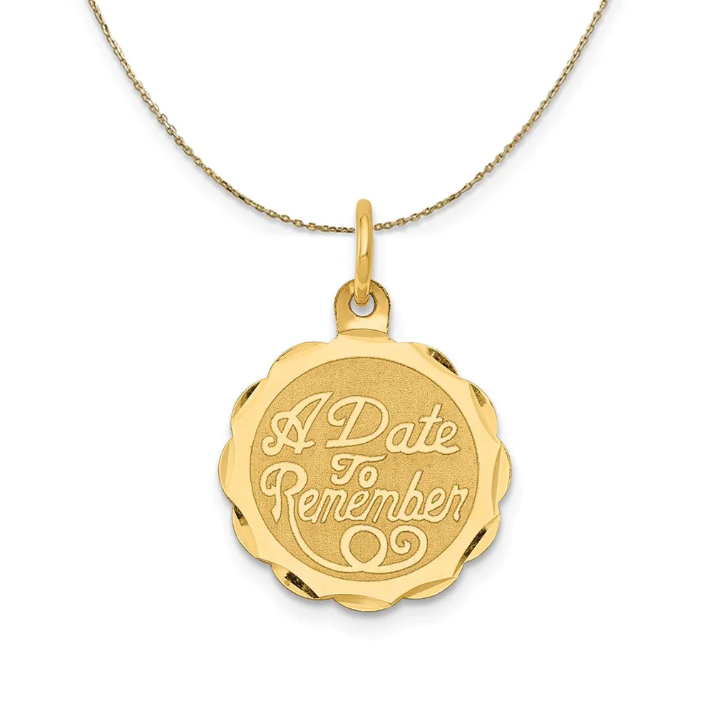 14k Yellow Gold A Date To Remember Disc Necklace