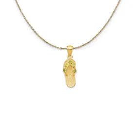 14k Yellow Gold August CZ Birthstone Flip Flop Necklace