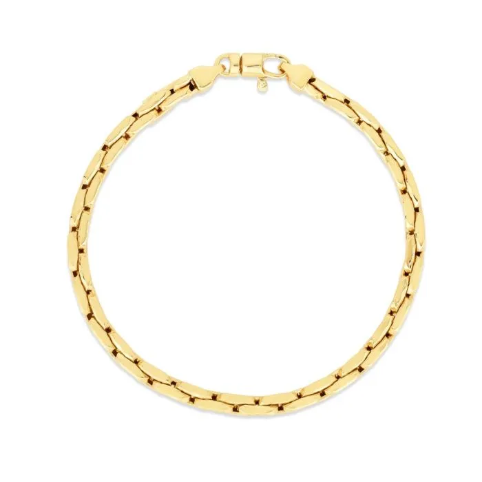 14K Yellow Gold Compressed Cable Link Bracelet - 7.5