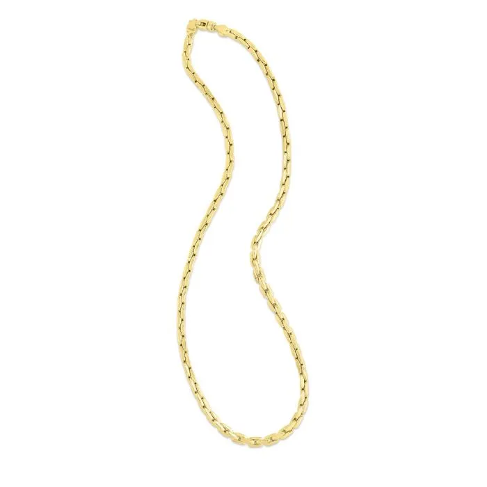 14K Yellow Gold Compressed Cable Link Necklace - 18