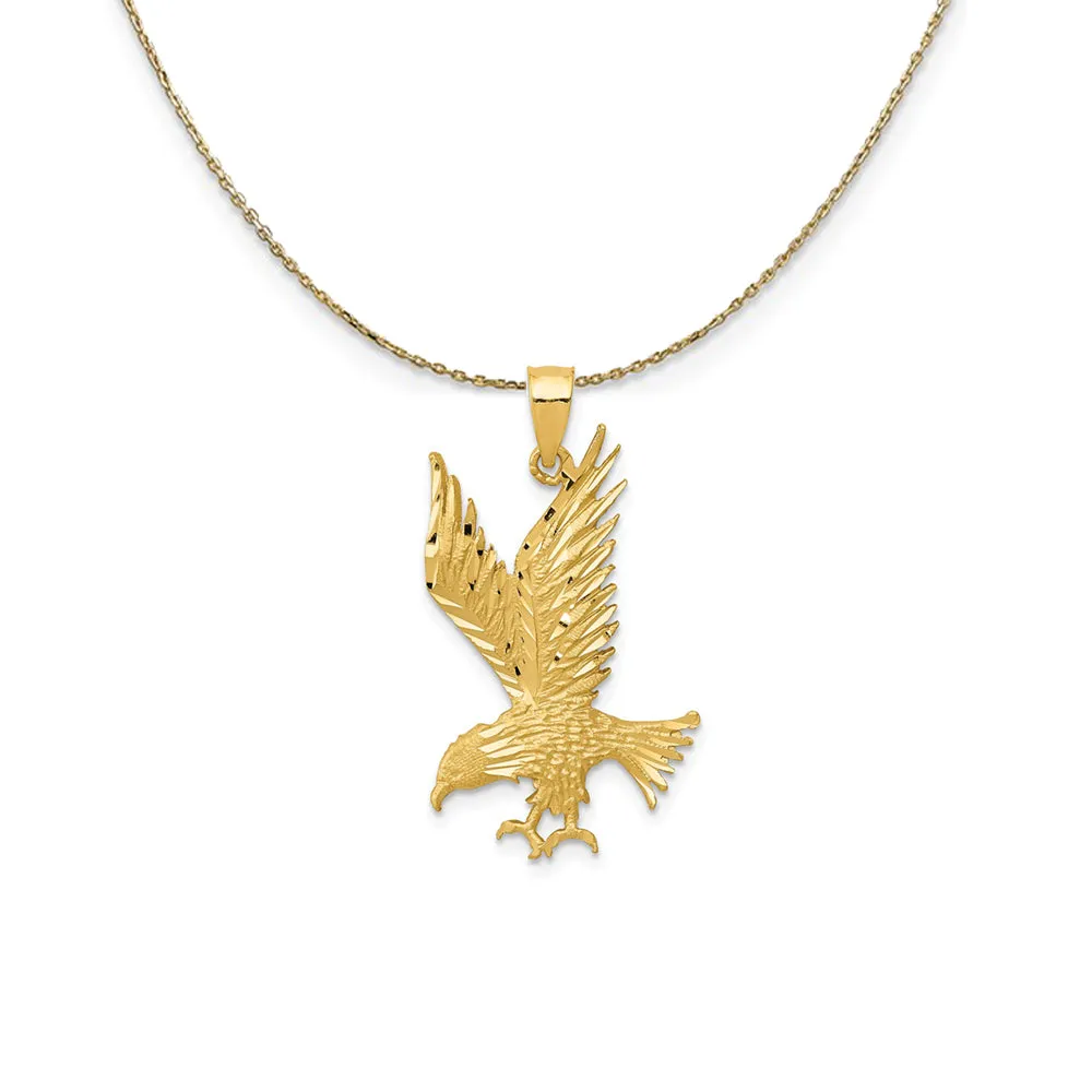 14k Yellow Gold Diamond-Cut Eagle (30mm) Necklace