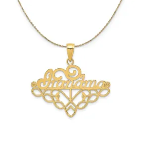 14k Yellow Gold Grandma Birthstone Charm Holder Necklace