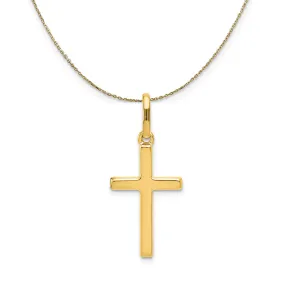 14k Yellow Gold, Hollow, Latin Cross Necklace