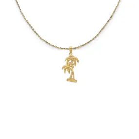 14k Yellow Gold Polished Double Palm Trees Necklace