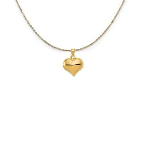 14k Yellow Gold Puffed Heart (17mm) Necklace