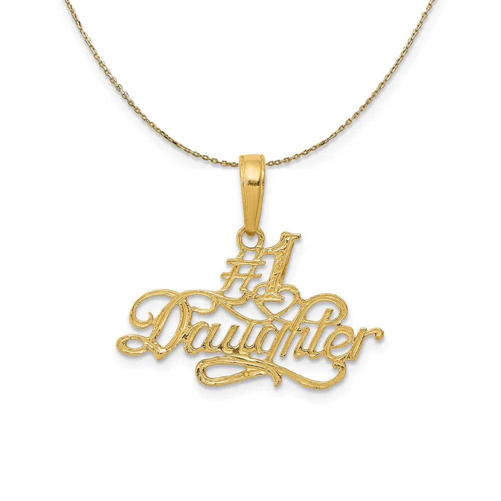 14k Yellow Gold Script #1 Daughter Necklace