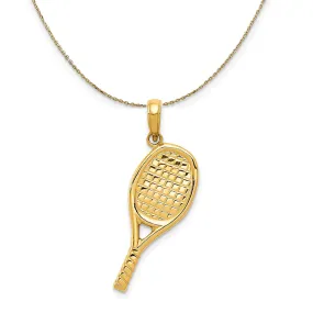 14k Yellow Gold Three Dimensional Racquetball Necklace