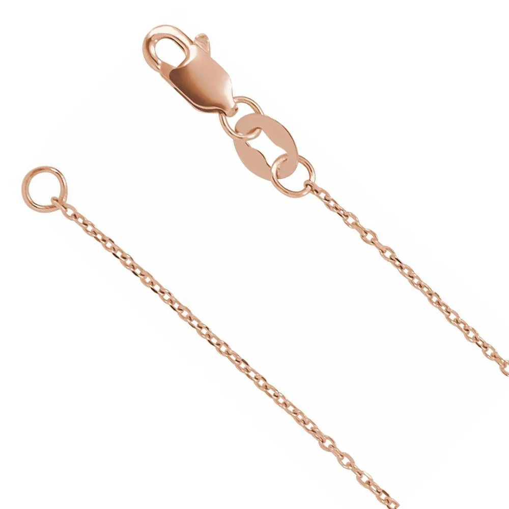 1mm 14K Rose Gold Diamond-Cut Solid Cable Chain Necklace