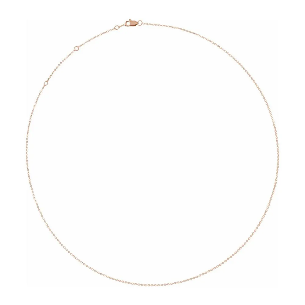 1mm 14K Rose Gold Diamond-Cut Solid Cable Chain Necklace