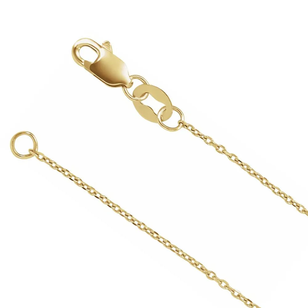 1mm 14K Yellow Gold Diamond-Cut Solid Cable Chain Necklace