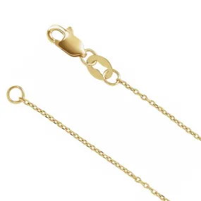 1mm 18K Yellow Gold Diamond-Cut Solid Cable Chain Necklace