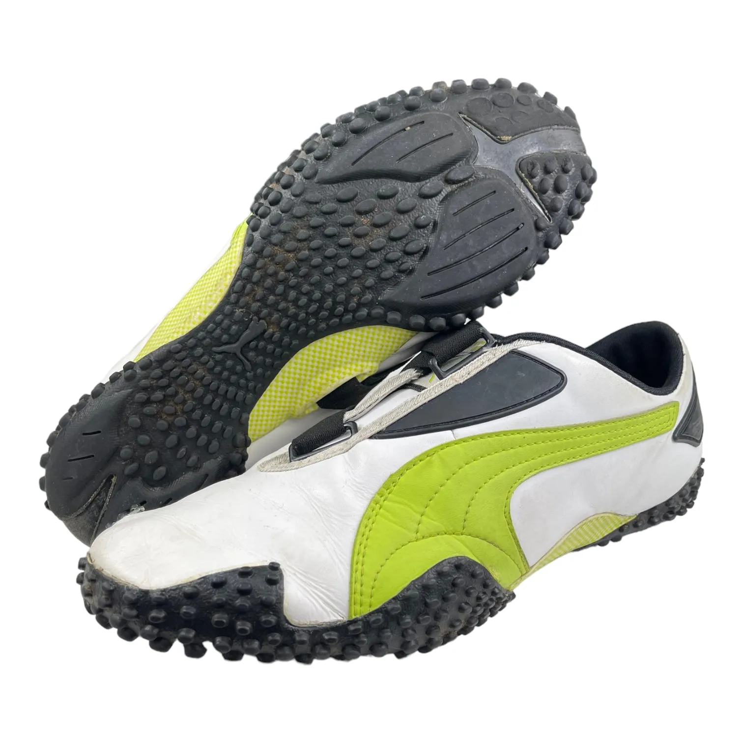 2000s Puma Mostro UK7.5 Leather Wht/Lime