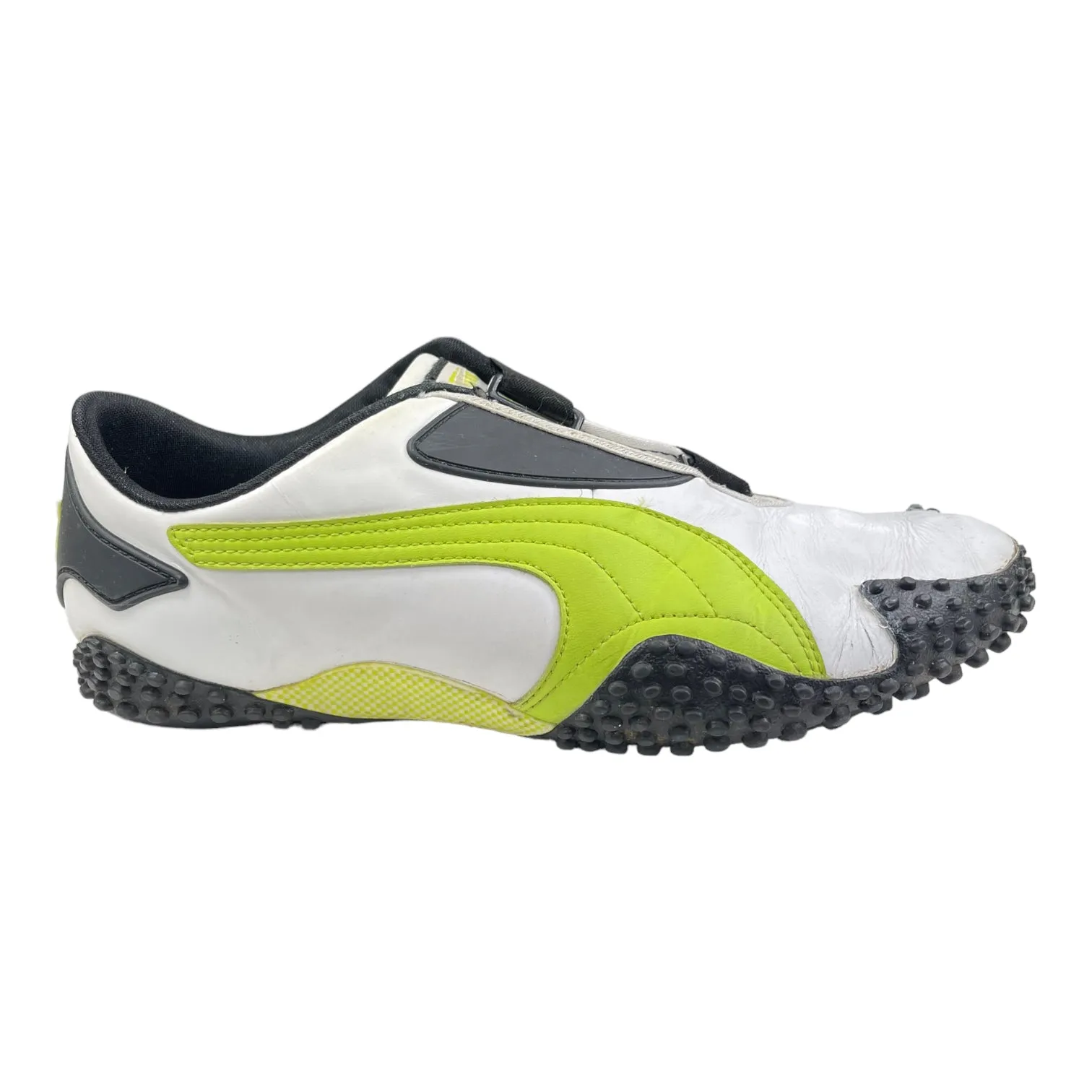 2000s Puma Mostro UK7.5 Leather Wht/Lime