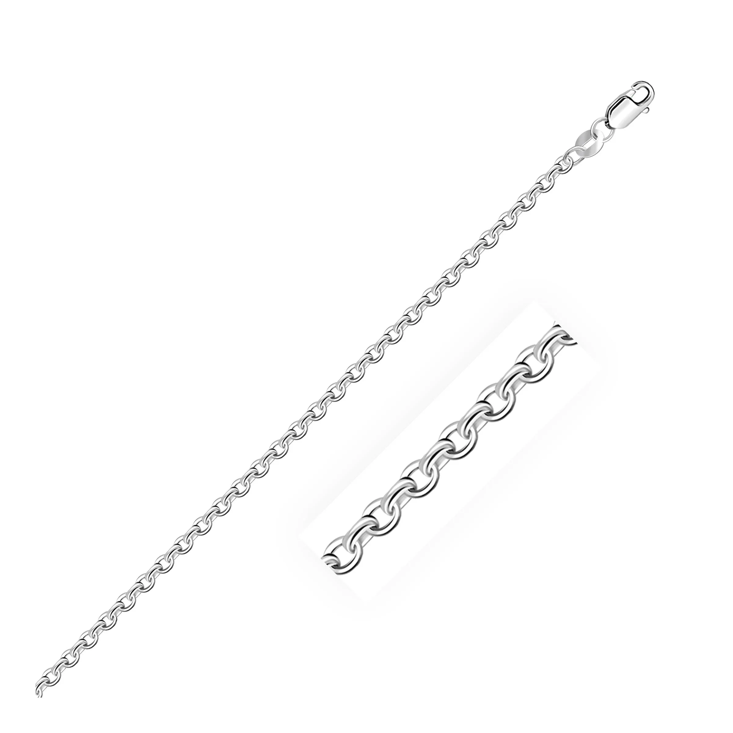 2.3mm 14k White Gold Diamond Cut Cable Link Chain-rx76850-24