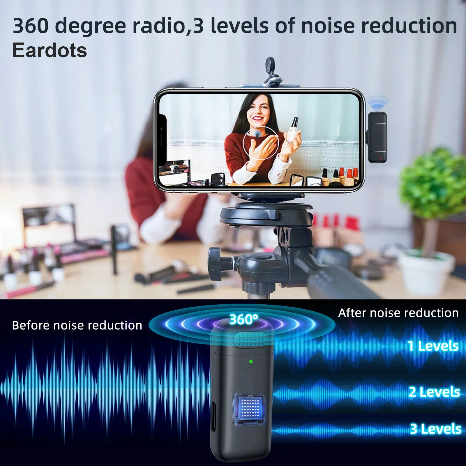 2in1 K30 Wireless Microphone For iPhone Android Phone