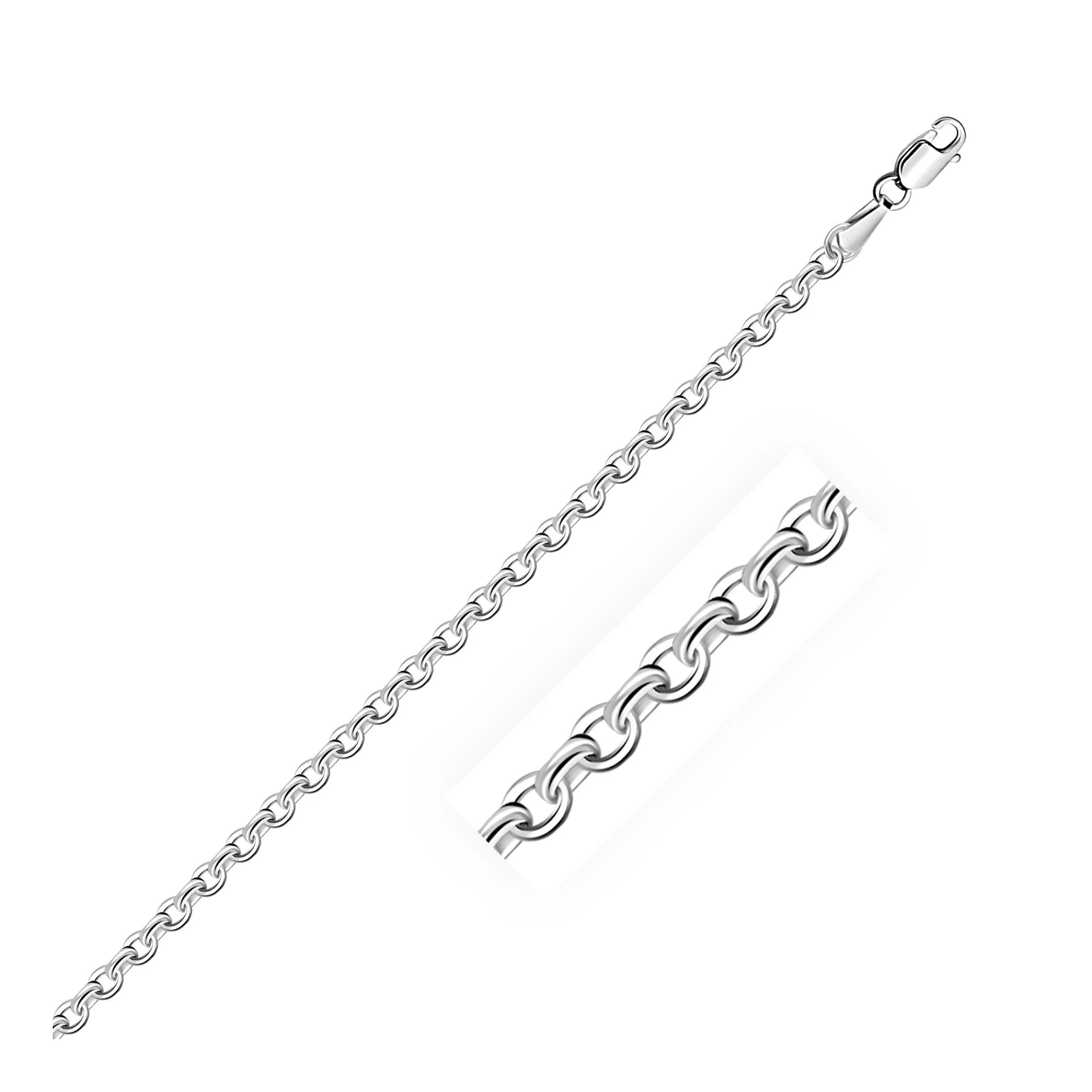 3.1mm 14k White Gold Diamond Cut Cable Link Chain-rx68640-22