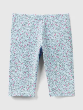 3/4 length leggings with fruit print - Sky Blue | Benetton