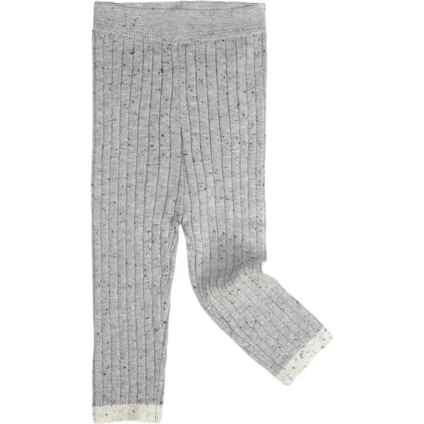 7AM Enfant Ribbed Knit Retro Leggings, Heather Grey