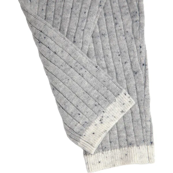 7AM Enfant Ribbed Knit Retro Leggings, Heather Grey