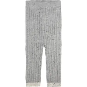 7AM Enfant Ribbed Knit Retro Leggings, Heather Grey