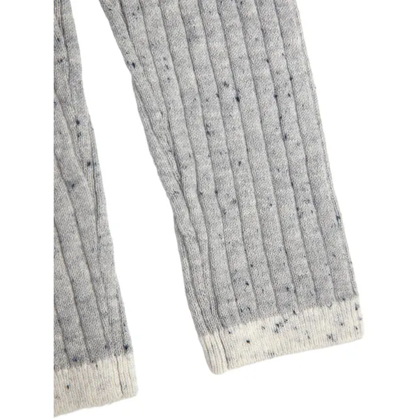 7AM Enfant Ribbed Knit Retro Leggings, Heather Grey