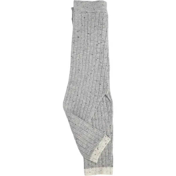 7AM Enfant Ribbed Knit Retro Leggings, Heather Grey