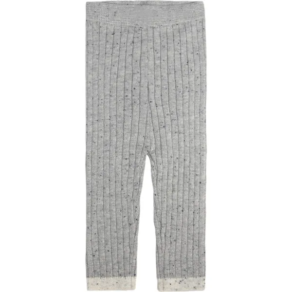 7AM Enfant Ribbed Knit Retro Leggings, Heather Grey