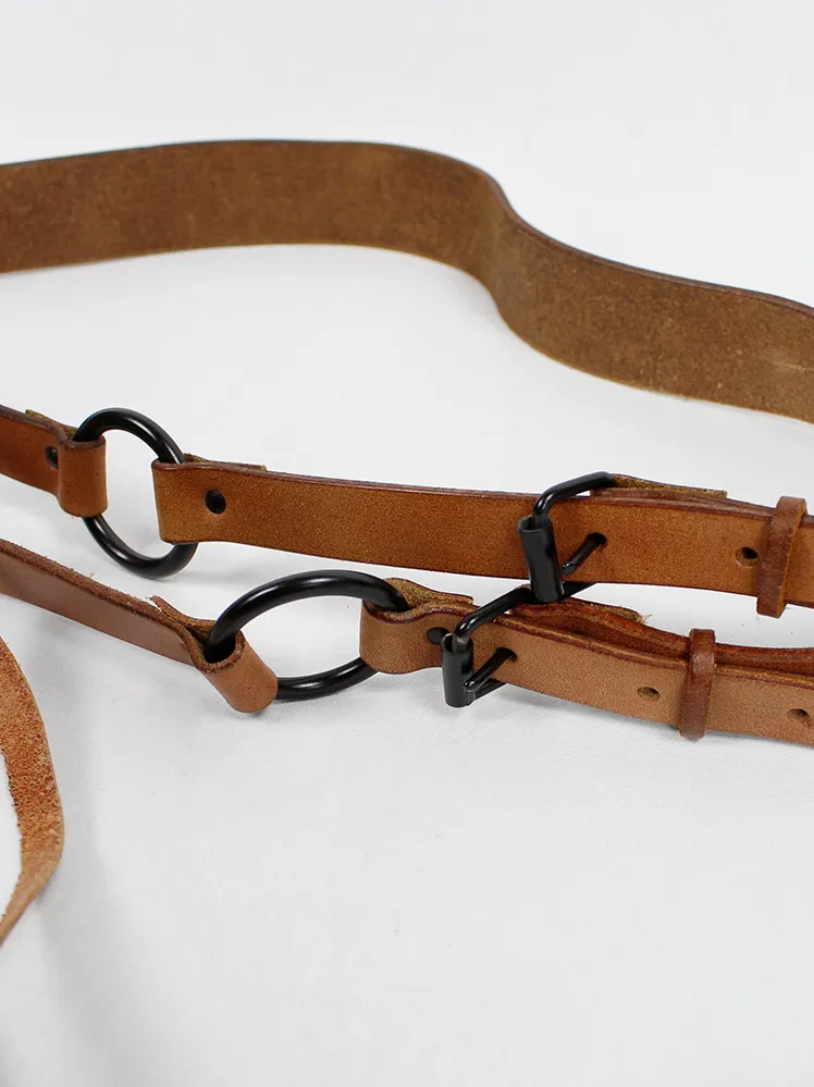 A.Friend by A.F. Vandevorst brown horse riding belt with bronze hoops, straps and cross — fall 2011