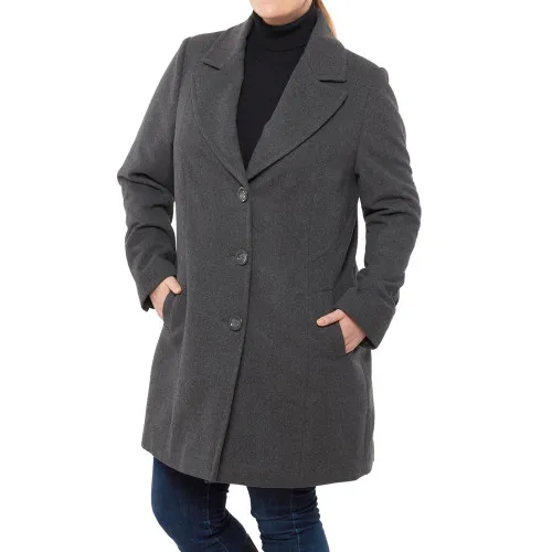 Alpine Swiss Alice Womens Plus Size Wool Overcoat Classic Notch Lapel Walking Coat