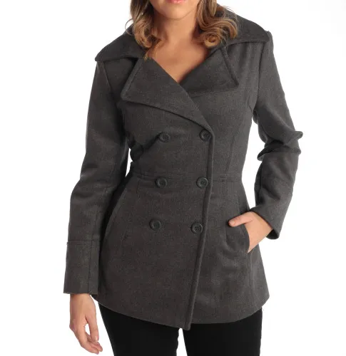 Alpine Swiss Emma Womens Peacoat Double Breasted Overcoat 3/4 Length Wool Blazer