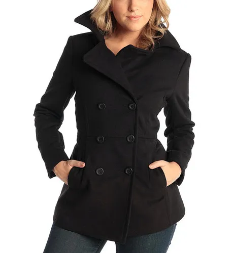 Alpine Swiss Emma Womens Peacoat Double Breasted Overcoat 3/4 Length Wool Blazer