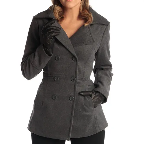 Alpine Swiss Emma Womens Peacoat Double Breasted Overcoat 3/4 Length Wool Blazer