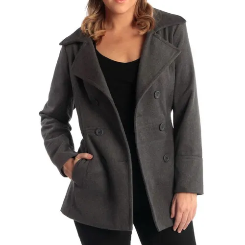 Alpine Swiss Emma Womens Peacoat Double Breasted Overcoat 3/4 Length Wool Blazer