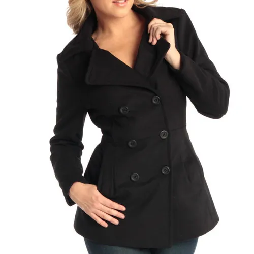 Alpine Swiss Emma Womens Peacoat Double Breasted Overcoat 3/4 Length Wool Blazer