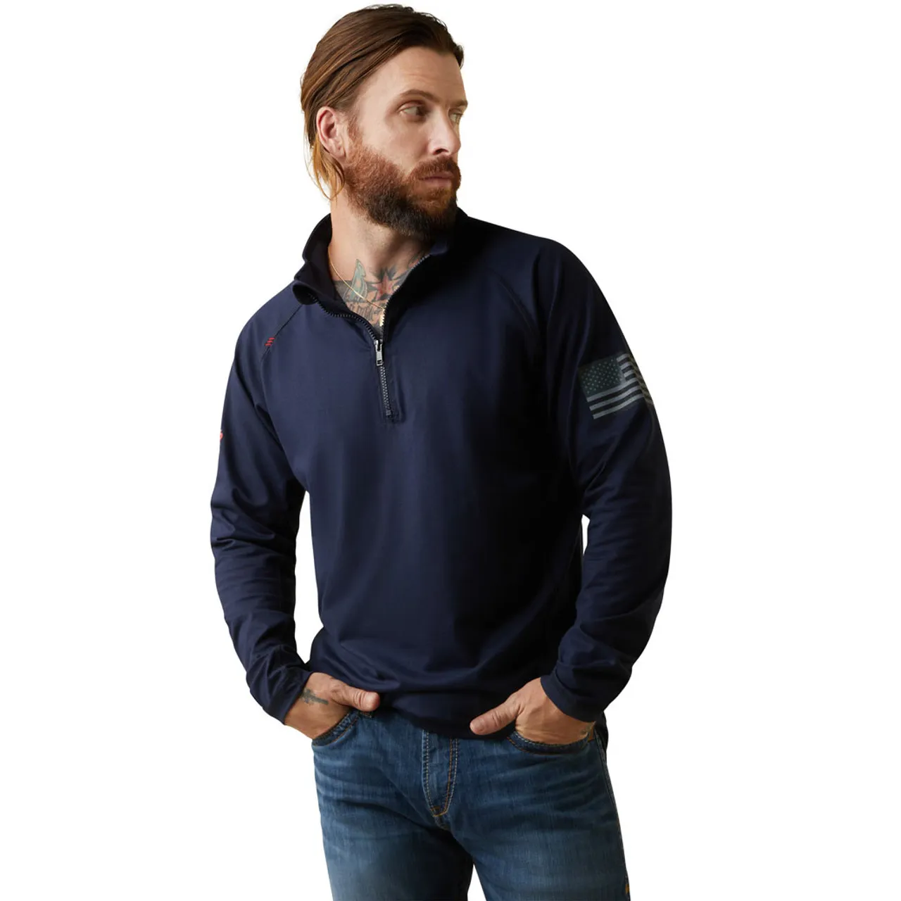 Ariat | FR Combat Stretch 1/4 Zip LS Work Shirt | Navy