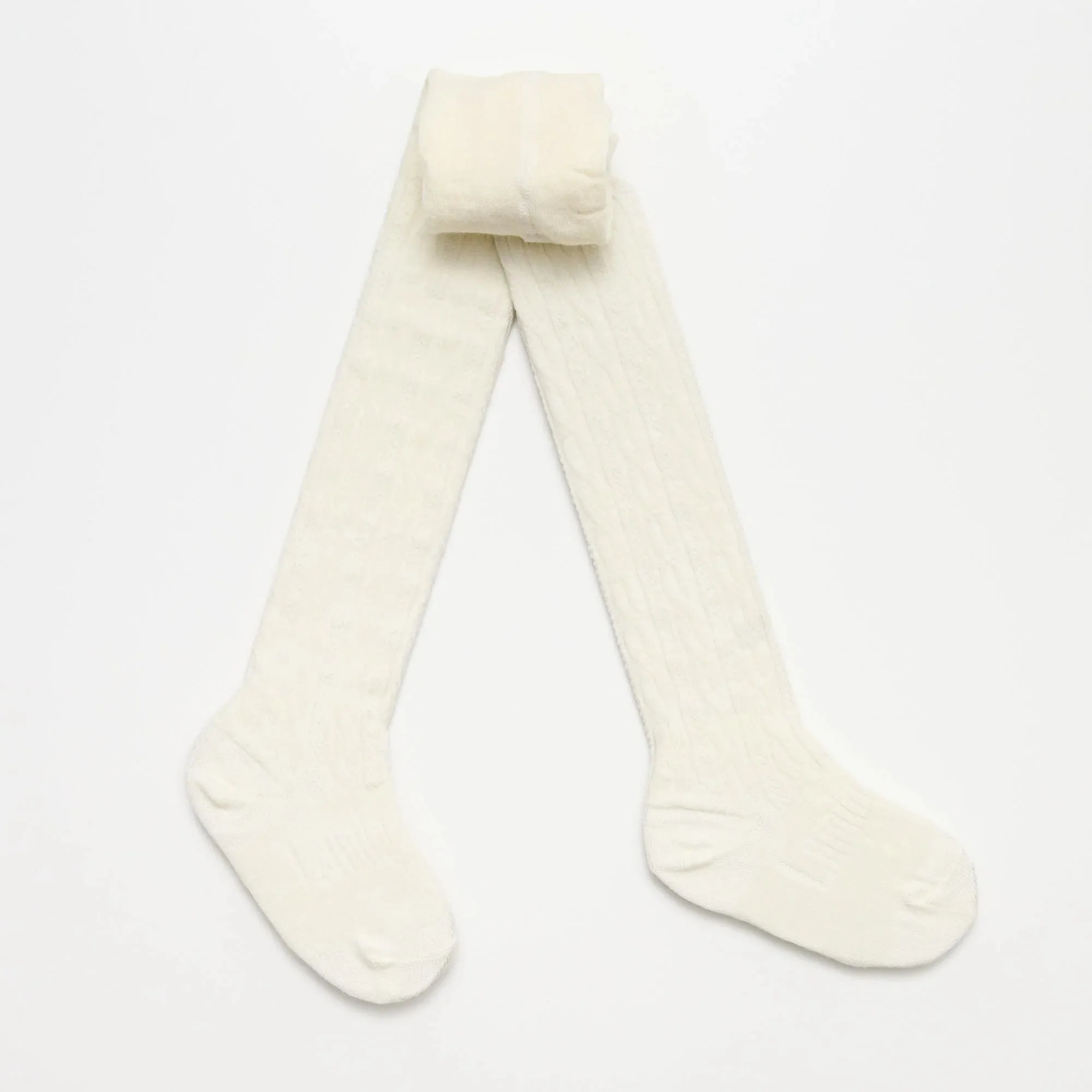 Baby & Child Merino Wool Cable Tights || Natural