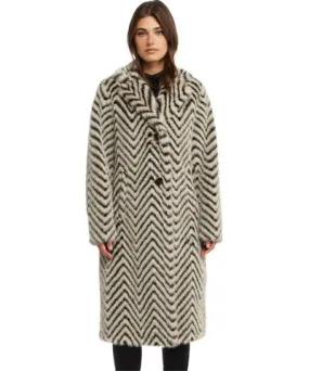 Badgley Mischka Women's Yorn Shearling Chevron Overcoat