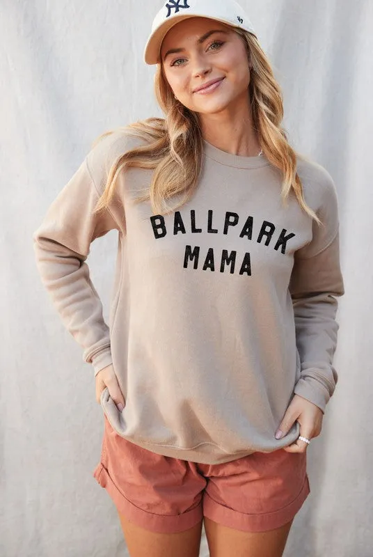 Ballpark Mama Crewneck Pullover Sweatshirt