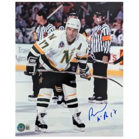 Basil McRae Autographed Minnesota North Stars 8x10 Photo Faceoff