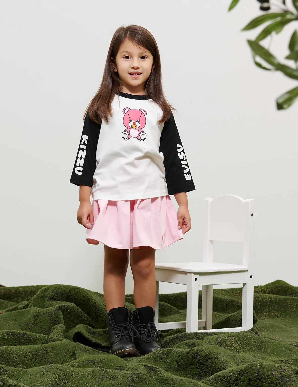 Bear Print Raglan Long-sleeve T-shirt