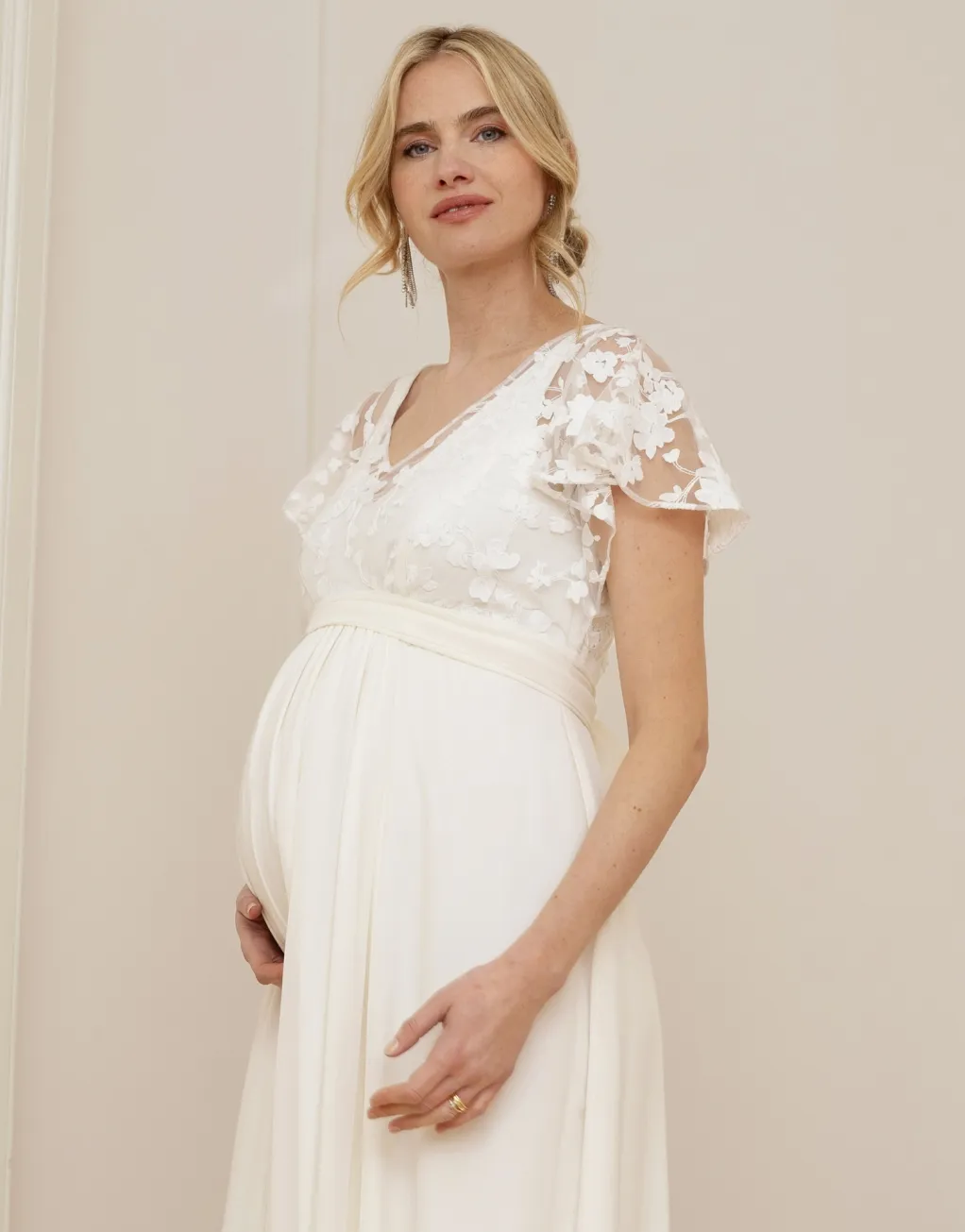 Bianca | Ivory Lace & Silk Chiffon Maxi Maternity & Nursing Bridal Gown