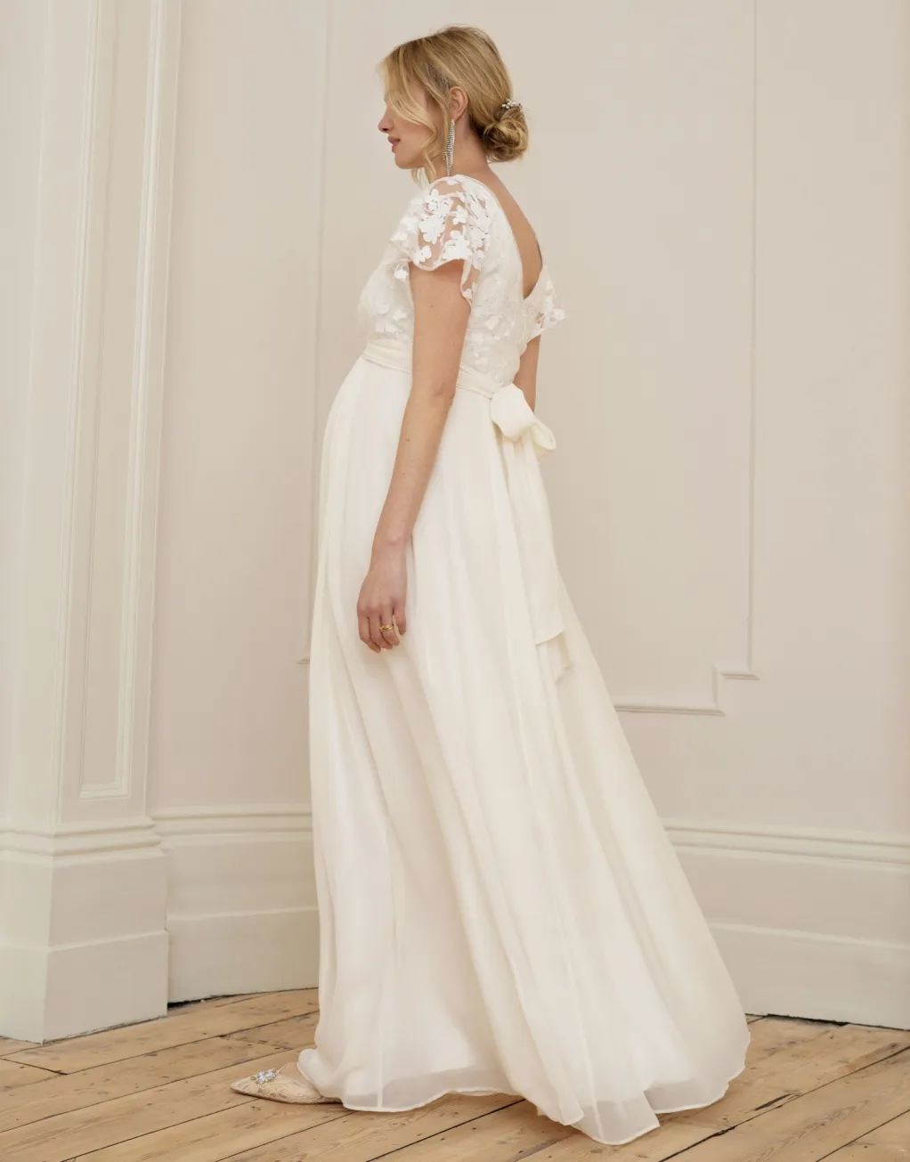 Bianca | Ivory Lace & Silk Chiffon Maxi Maternity & Nursing Bridal Gown