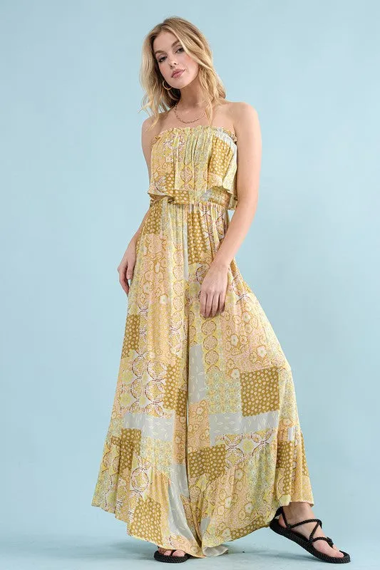 Bianca Printed Ruffle Jumpsuit - Yellow Multi - BEST SELLER