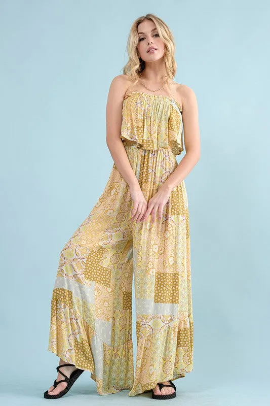 Bianca Printed Ruffle Jumpsuit - Yellow Multi - BEST SELLER