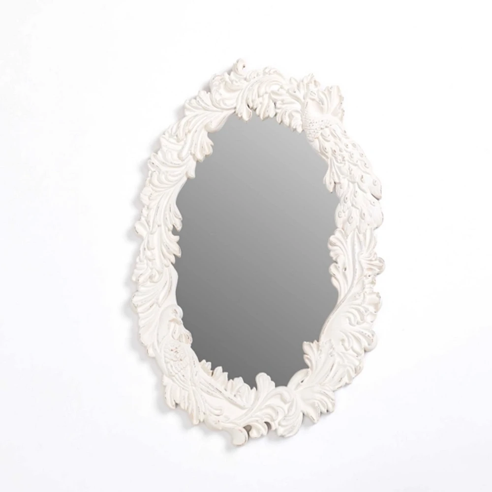 Bianca White Carved Oval Wall Mirror