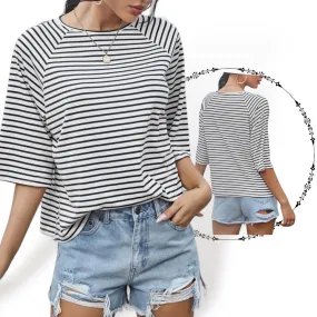 BLK Stripe Raglan Top